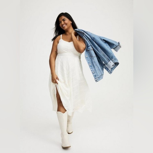 Torrid White Midi Lace Skater Dress - New - Size 26 (4) - Picture 1 of 6